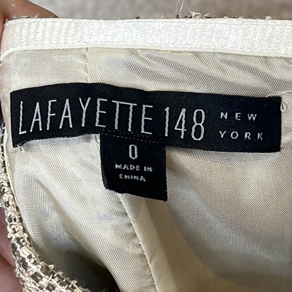 Lafayette 148 New York Womens Boucle Nude Back Split Zipper Skirt SIZE 0 - Picture 4 of 8